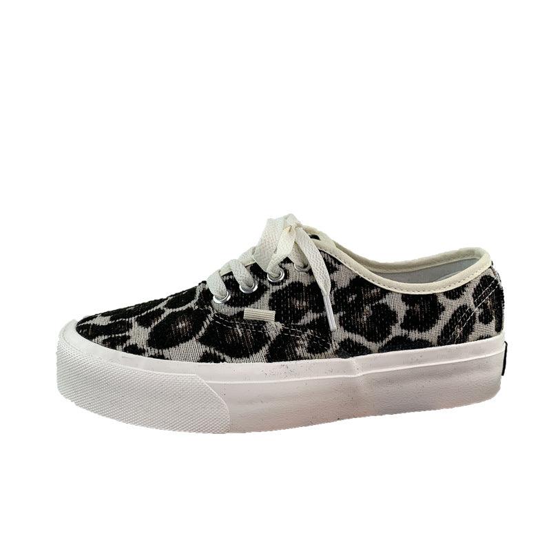 Korean Version Of Leopard Print Casual Sneakers Ins Super Hot Black And White Trendy Shoes - Trendha
