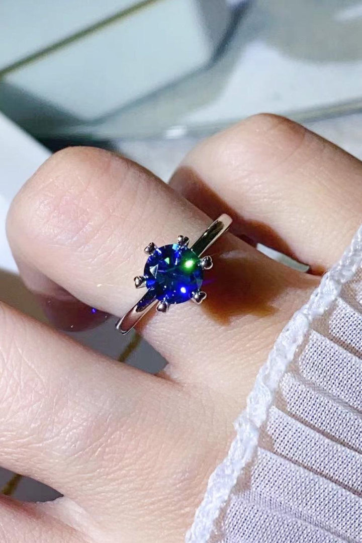 1 Carat Moissanite 6-Prong Solitaire Ring - Trendha