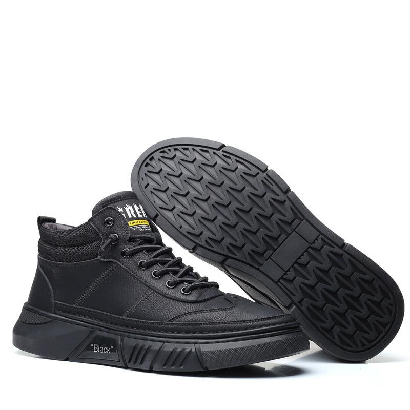 Comfortable Solid Color Fashion Casual Fleece Warm Leather Shoes - Trendha