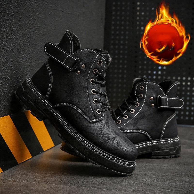 New High Top And Cotton Martin Boots Men's Warm Retro Tooling Boots - Trendha