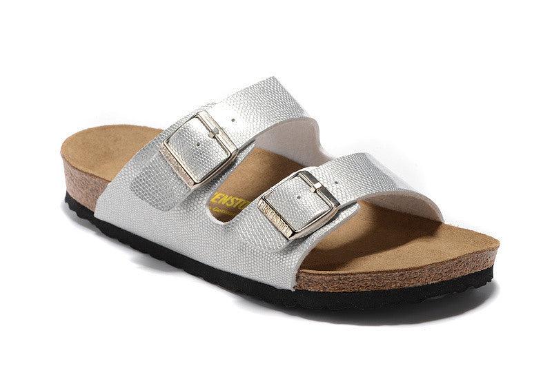 Double button cork sandals and slippers