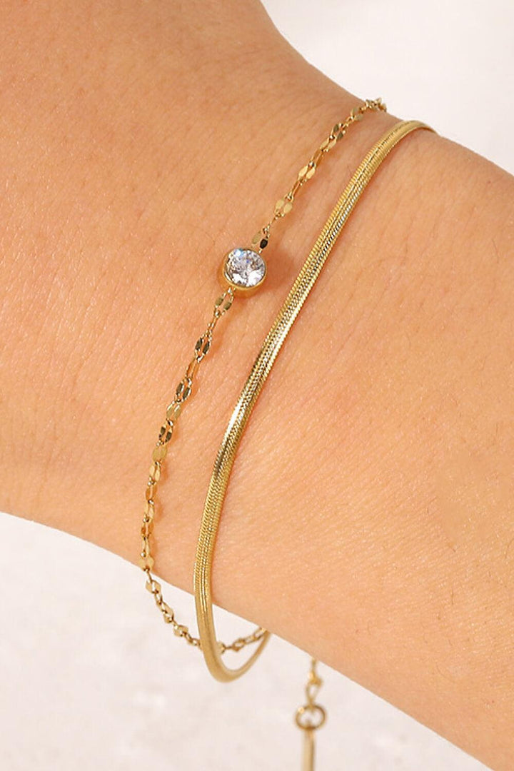 Icing on the Cake Rhinestone Double-Layered Bracelet - Trendha