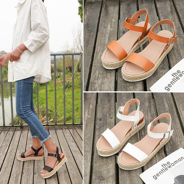 Wedge Sandals For Women Hemp Rope Sole Platform Shoes - Trendha