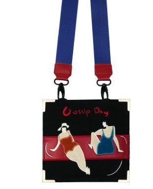 Illustrated Square Crossbody Bag with Wide Strap