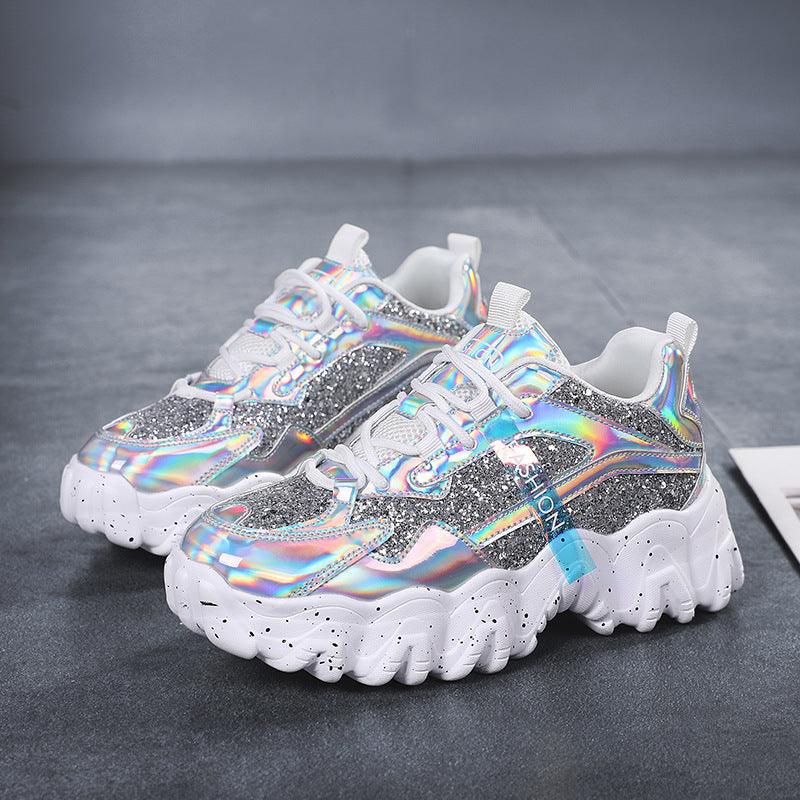 Fashion Sequins Increase Daddy Shoes Platform Casual Sneakers - Trendha