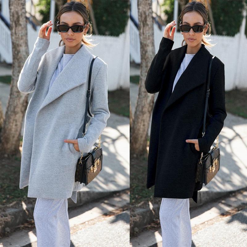 New Solid Color All-match Trench Coat