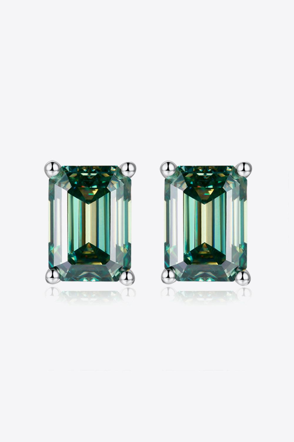2 Carat Moissanite Stud Earrings in Green - Trendha