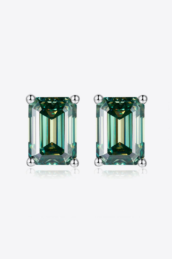 2 Carat Moissanite Stud Earrings in Green - Trendha