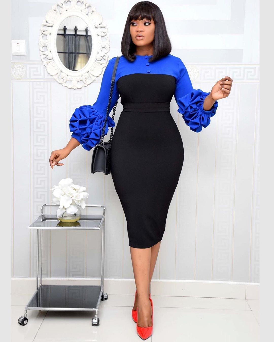 Women's Summer Puff Sleeve Stitching Was Thin With Clothes Banquet Dress