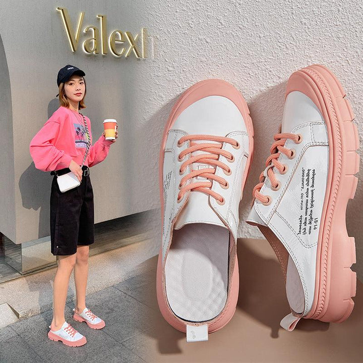 Thick-soled Baotou Slippers Half-drag Casual Outside Wear - Trendha