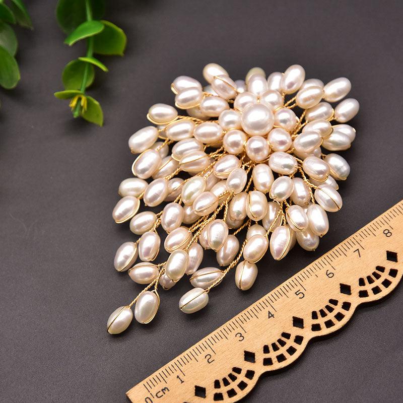 Handmade Pearl Brooch with Gold-Plated Copper