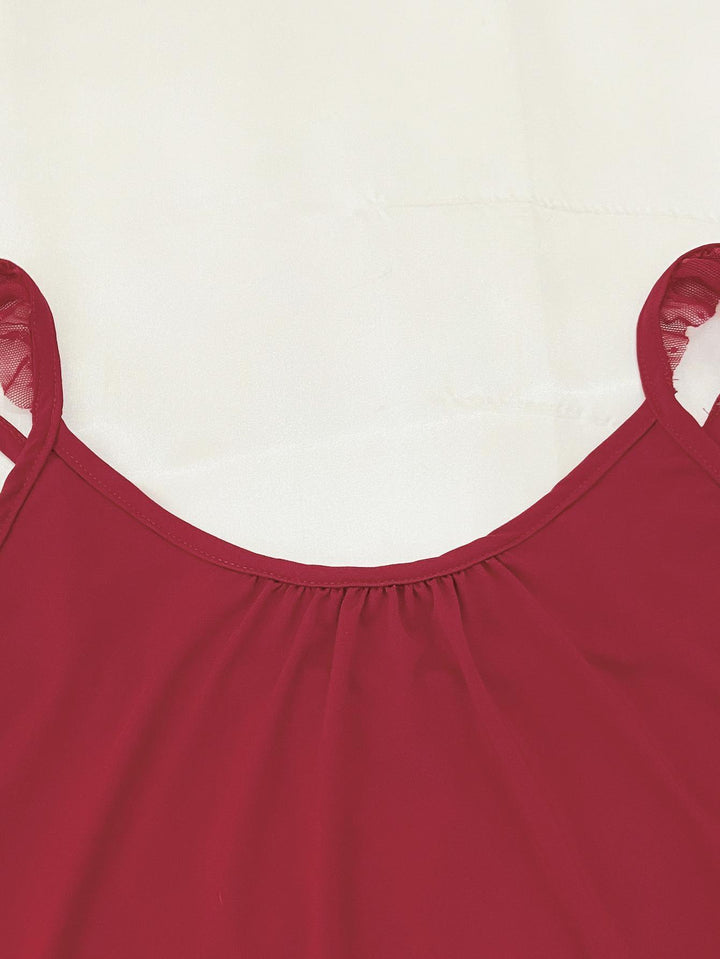 Gathered Detail Spliced Mesh Sleeveless Top and Shorts Lounge Set - Trendha