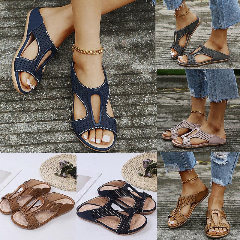 Fashion Rhinestone Hollow Large Size Casual Slippers