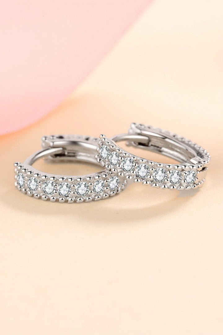 925 Sterling Silver Inlaid Moissanite Huggie Earrings - Trendha