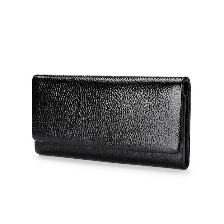 Ladies Wallet In Lychee Pattern Head Layer Cowhide - Trendha
