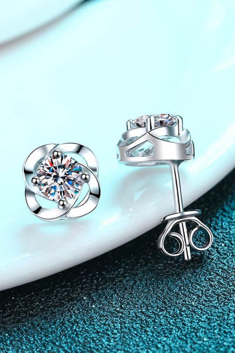 It's Your Day Moissanite Rhodium-Plated Stud Earrings - Trendha