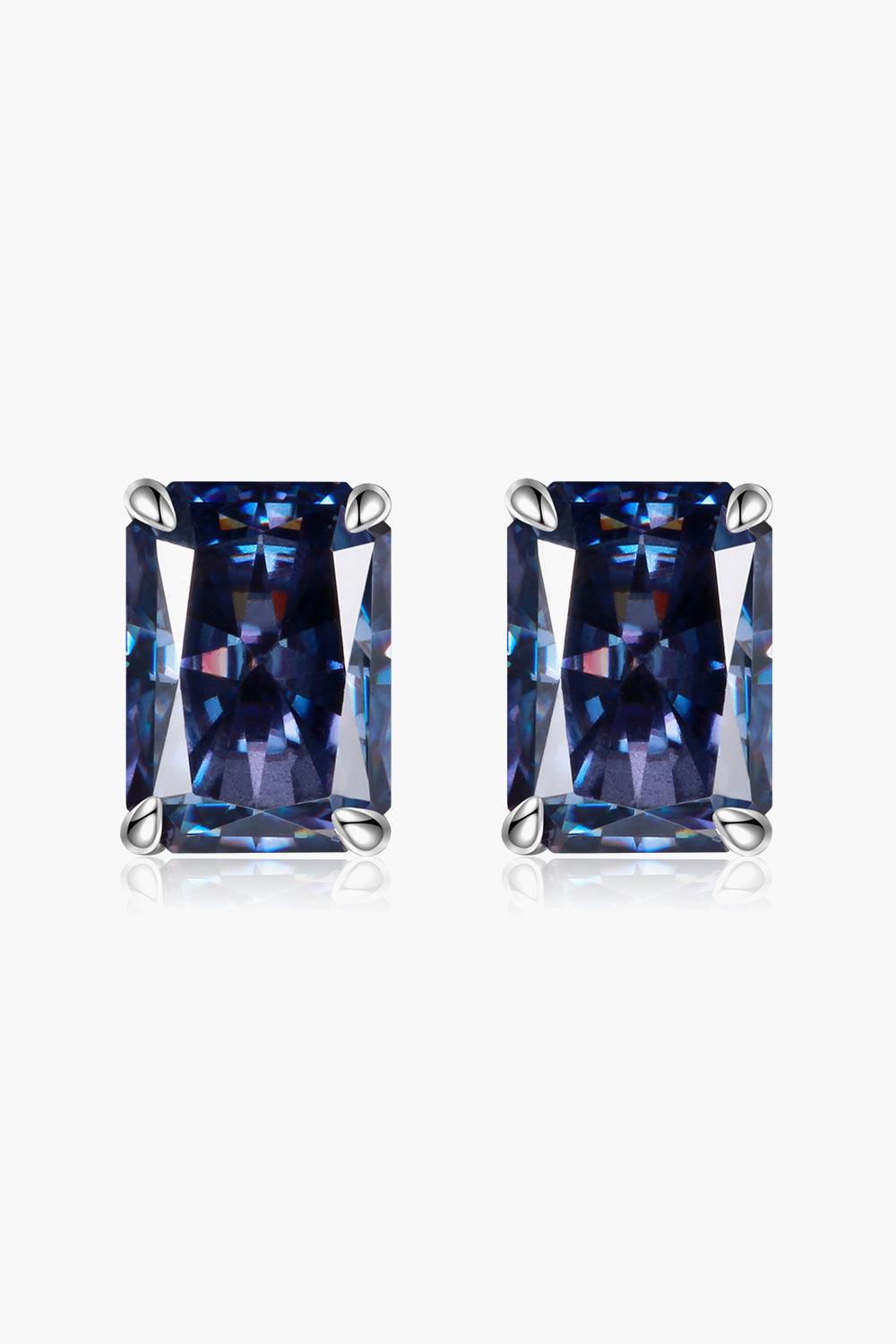 2 Carat Rectangle Moissanite 4-Prong Stud Earrings - Trendha
