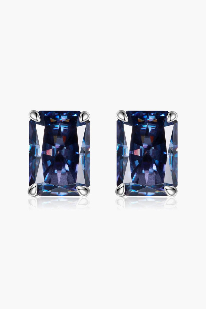 2 Carat Rectangle Moissanite 4-Prong Stud Earrings - Trendha