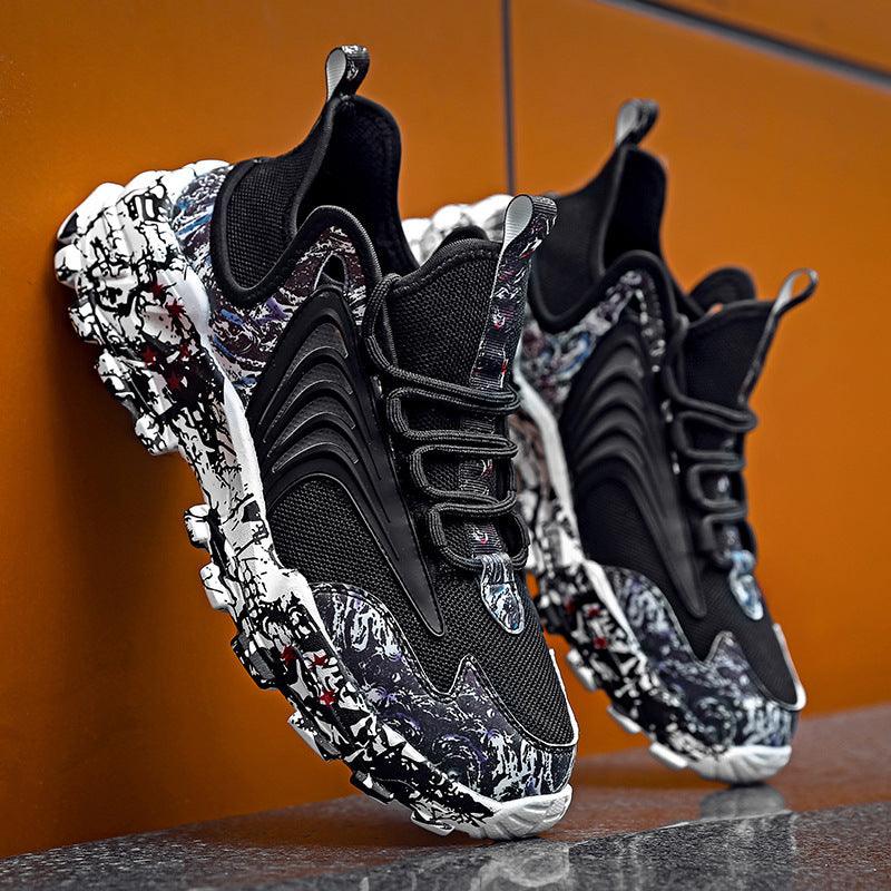 Low-cut Graffiti Net Shoes, Mesh Sports Daddy Shoes - Trendha