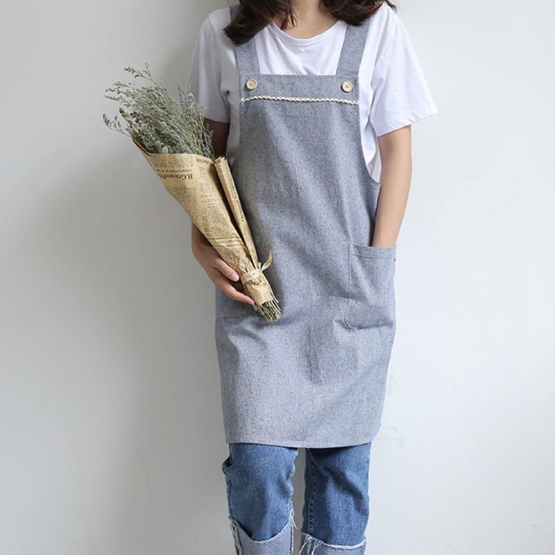 Barista Cafe Linen Long Apron - Trendha