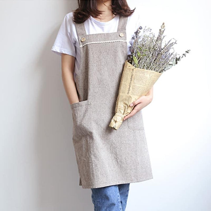 Barista Cafe Linen Long Apron - Trendha