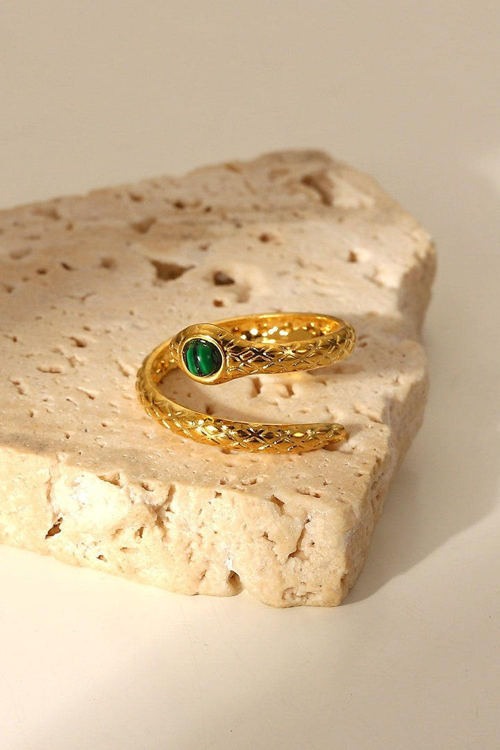 Snake Charmer Malachite Snake-Shaped Bypass Ring - Trendha
