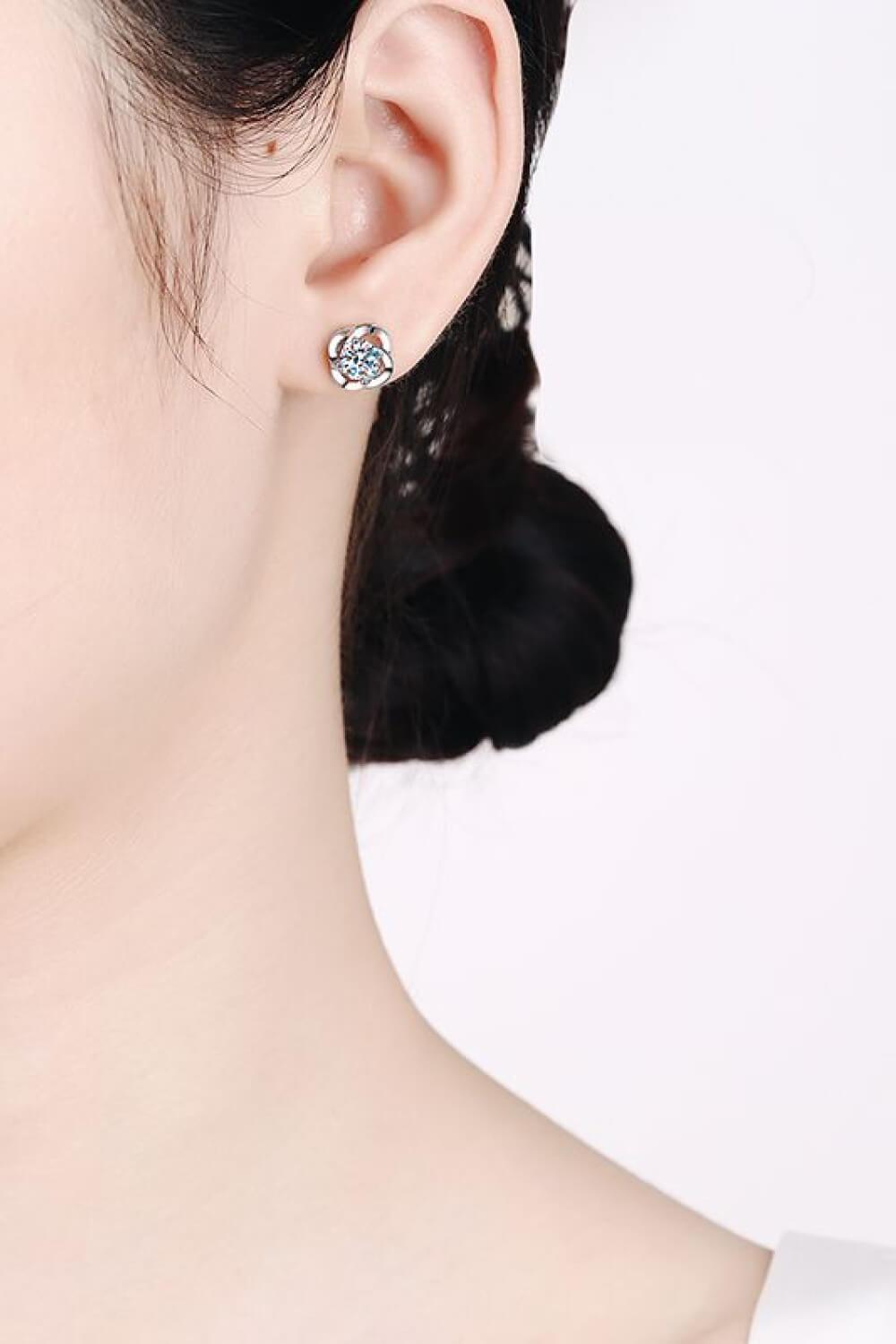 It's Your Day Moissanite Rhodium-Plated Stud Earrings - Trendha
