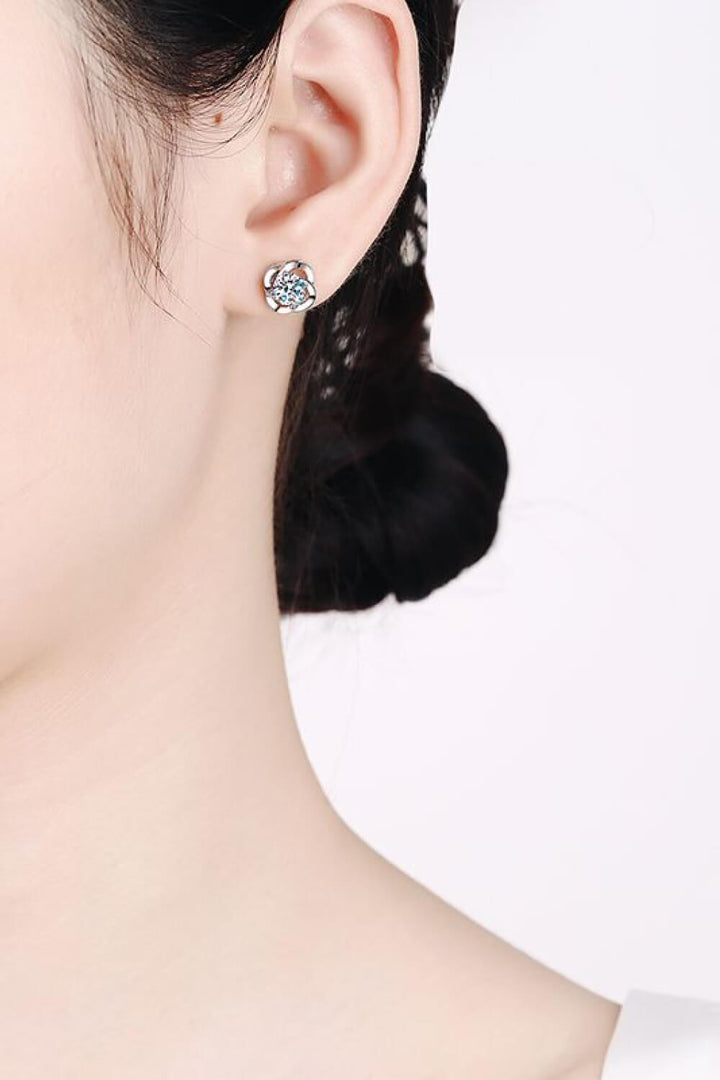 It's Your Day Moissanite Rhodium-Plated Stud Earrings - Trendha