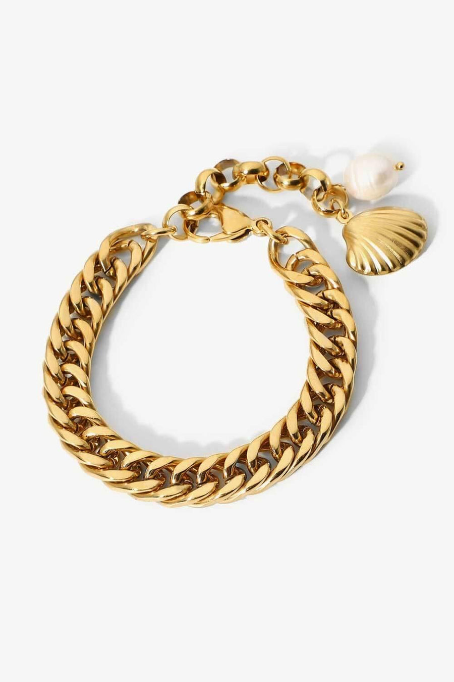 18K Gold-Plated Curb Chain Bracelet - Trendha