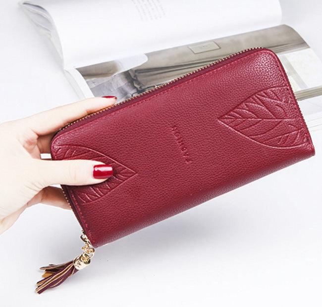 Ladies Long Leather Multifunctional Leather Wallet - Trendha