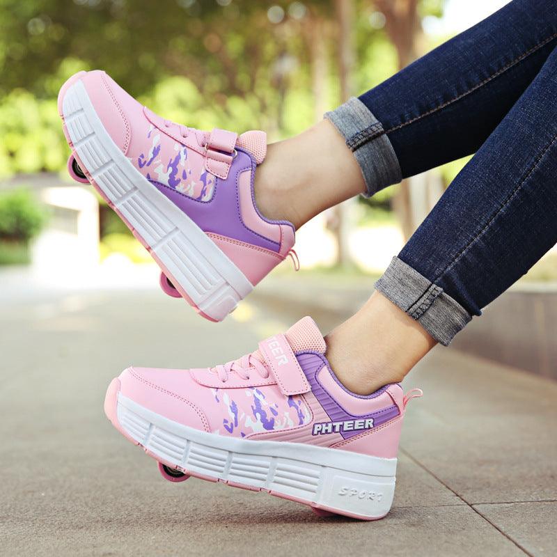 Two-wheel Invisible Children's Heelys Pulley Shoes - Trendha