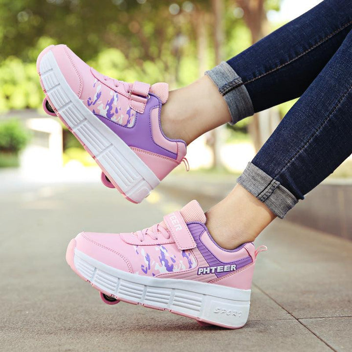 Two-wheel Invisible Children's Heelys Pulley Shoes - Trendha