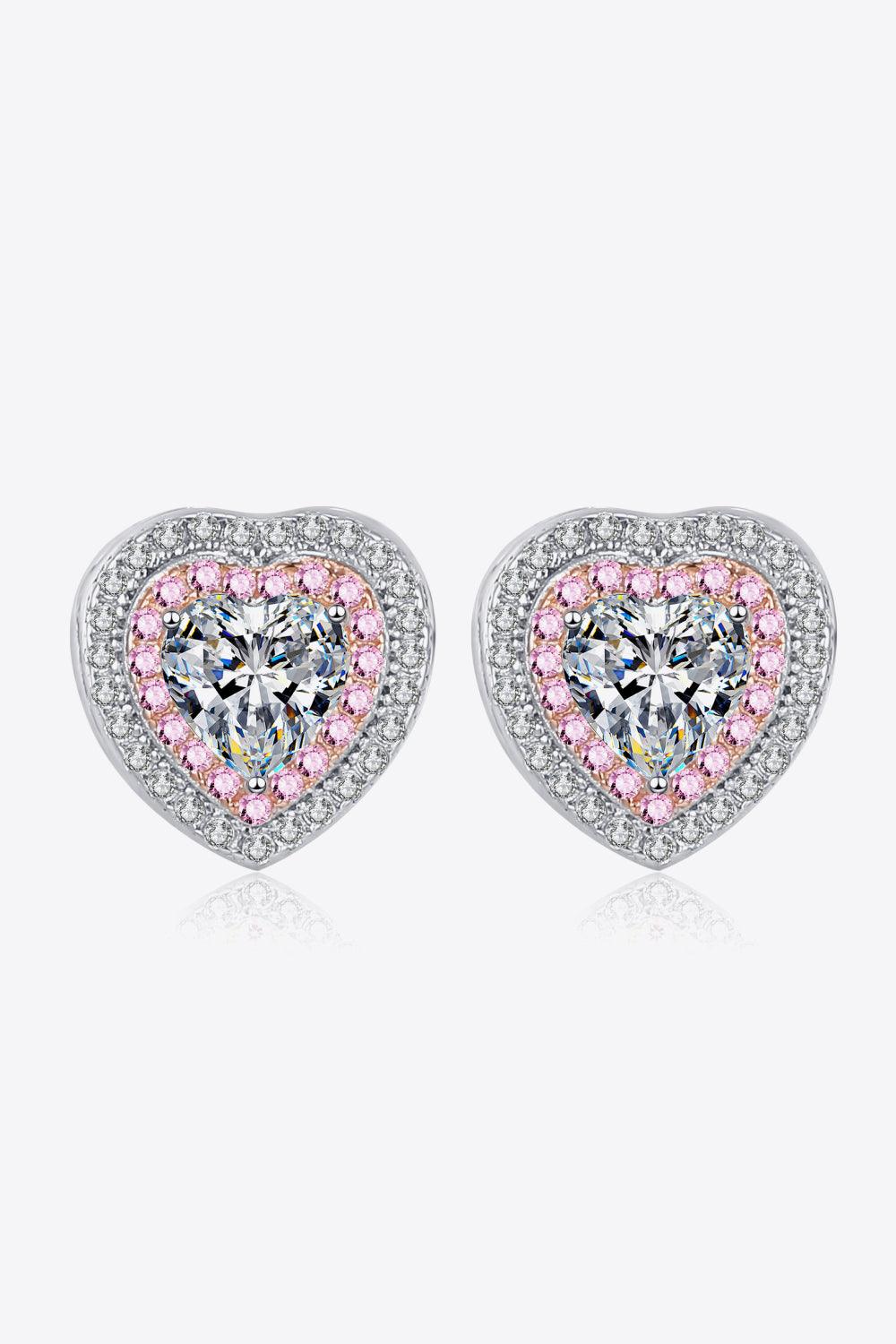 Moissanite Heart-Shaped Stud Earrings - Trendha