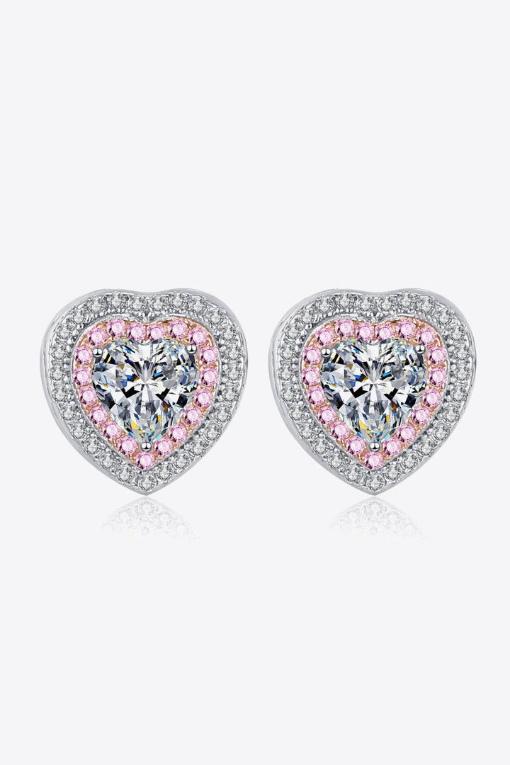 Moissanite Heart-Shaped Stud Earrings - Trendha