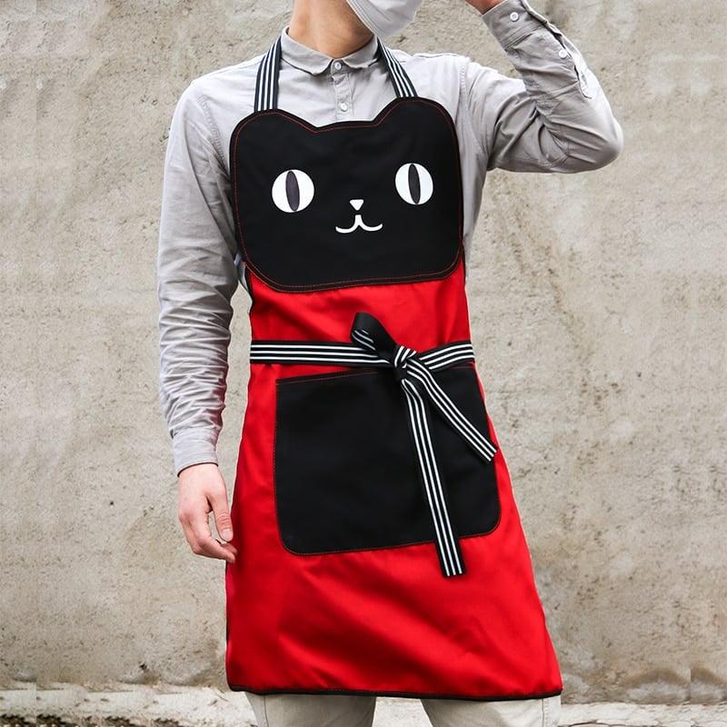 Cartoon Cat Style Barista Overall - Trendha
