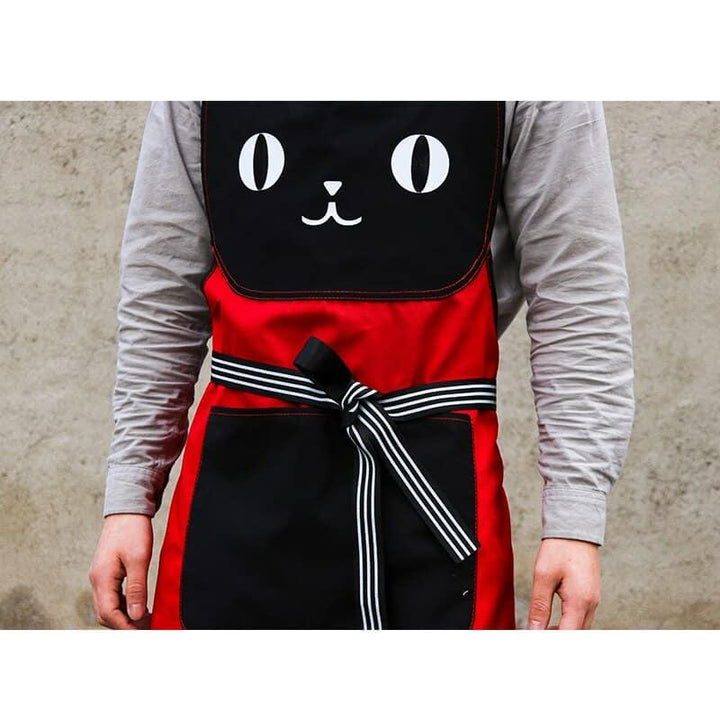 Cartoon Cat Style Barista Overall - Trendha