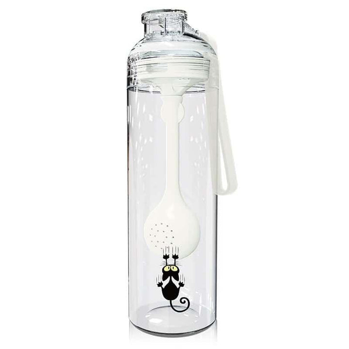 Cat Patterned Water Bottle with Fruit Infuser - Trendha