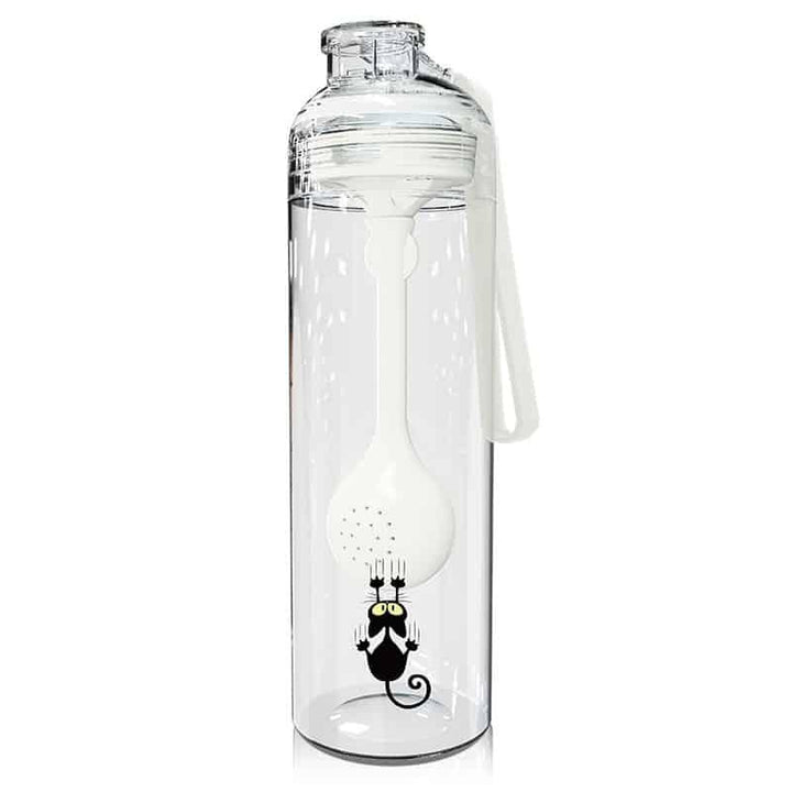 Cat Patterned Water Bottle with Fruit Infuser - Trendha
