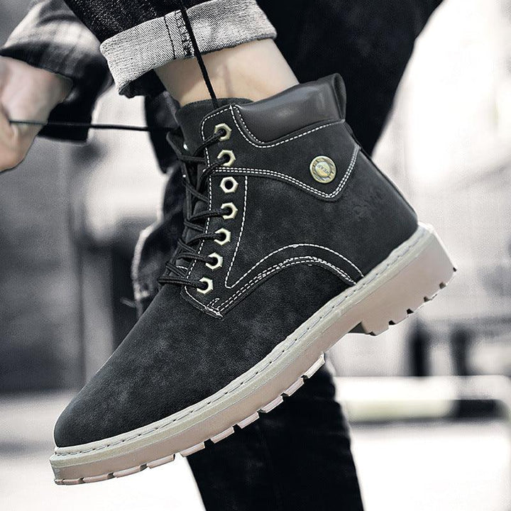 Fashion Trend Simple Personality Tooling Boots Round Toe British Men's Boots - Trendha