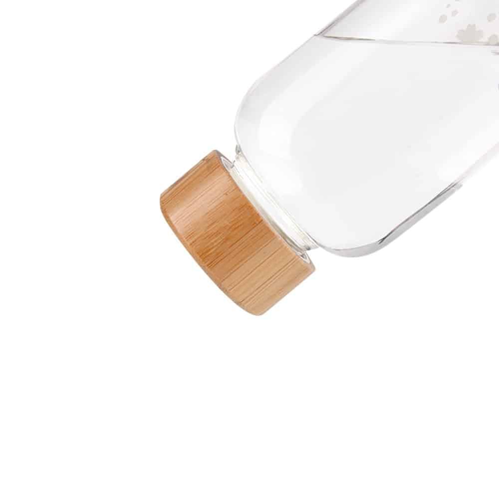 Colorful Print Glass Water Bottle with Bamboo Lid - Trendha