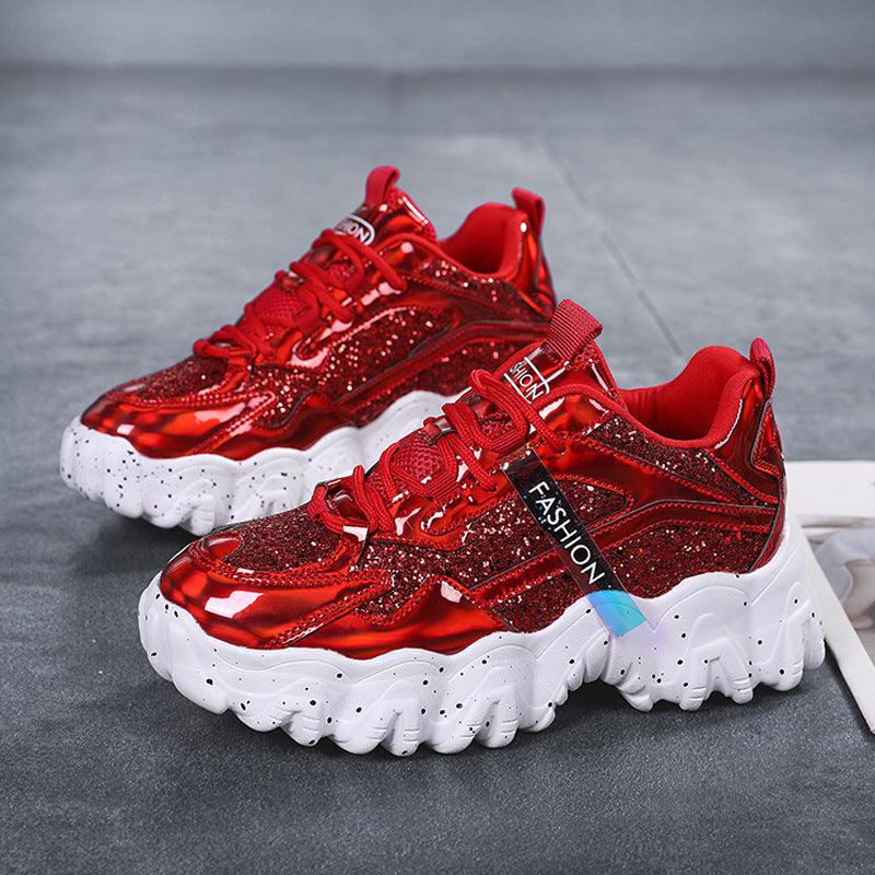 Fashion Sequins Increase Daddy Shoes Platform Casual Sneakers - Trendha