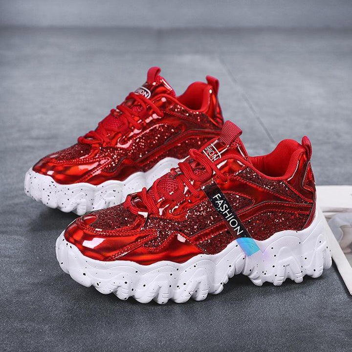 Fashion Sequins Increase Daddy Shoes Platform Casual Sneakers - Trendha