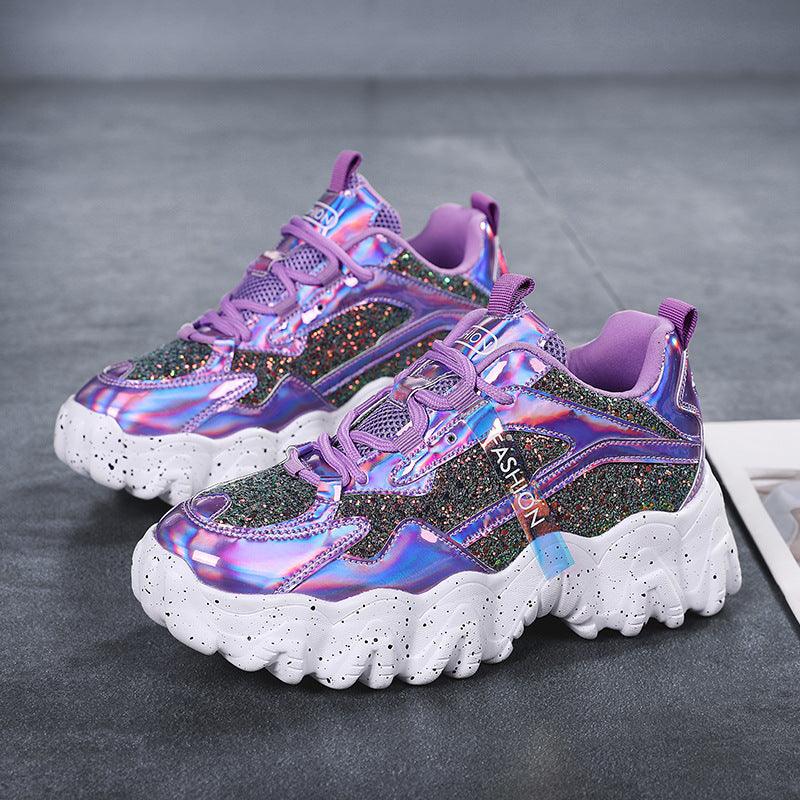 Fashion Sequins Increase Daddy Shoes Platform Casual Sneakers - Trendha