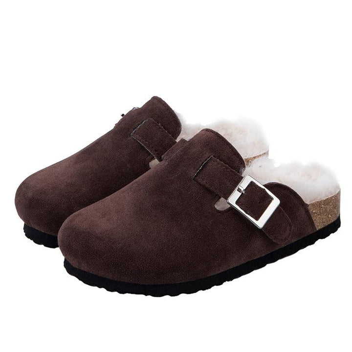 Round Head Comfortable Casual Flat Bottom Plus Fluffy Lazy Half Slippers Female Trend - Trendha
