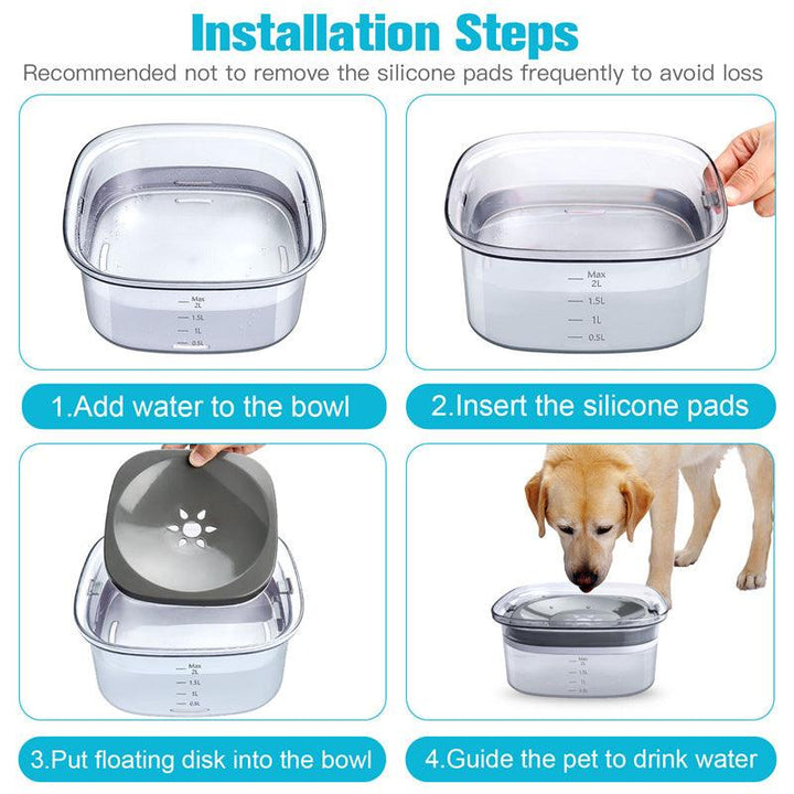 70oz Dog Water Bowl Large Capacity Spill Proof Dog Bowl Transparent 2L Visible Water Level Slow Drinking Bowl For Dogs And Cats Pet Products - Trendha