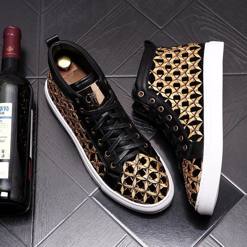 Men's Martin Boots Fashion Personality Embroidered High-top Sneakers - Trendha