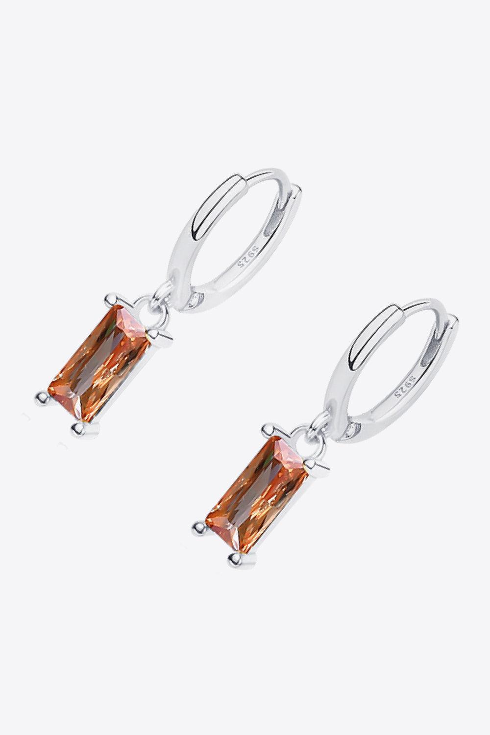 Retro 925 Sterling Silver Cubic Zirconia Drop Earrings - Trendha
