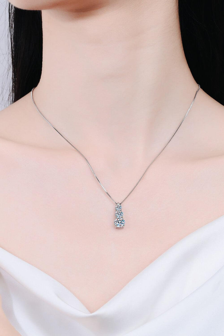 Moissanite Triple-Pendant Necklace - Trendha