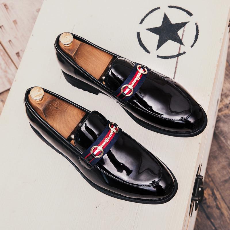Men's Glossy Metal-Trim Loafers