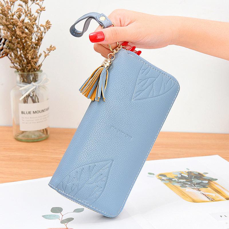 Ladies Long Leather Multifunctional Leather Wallet - Trendha